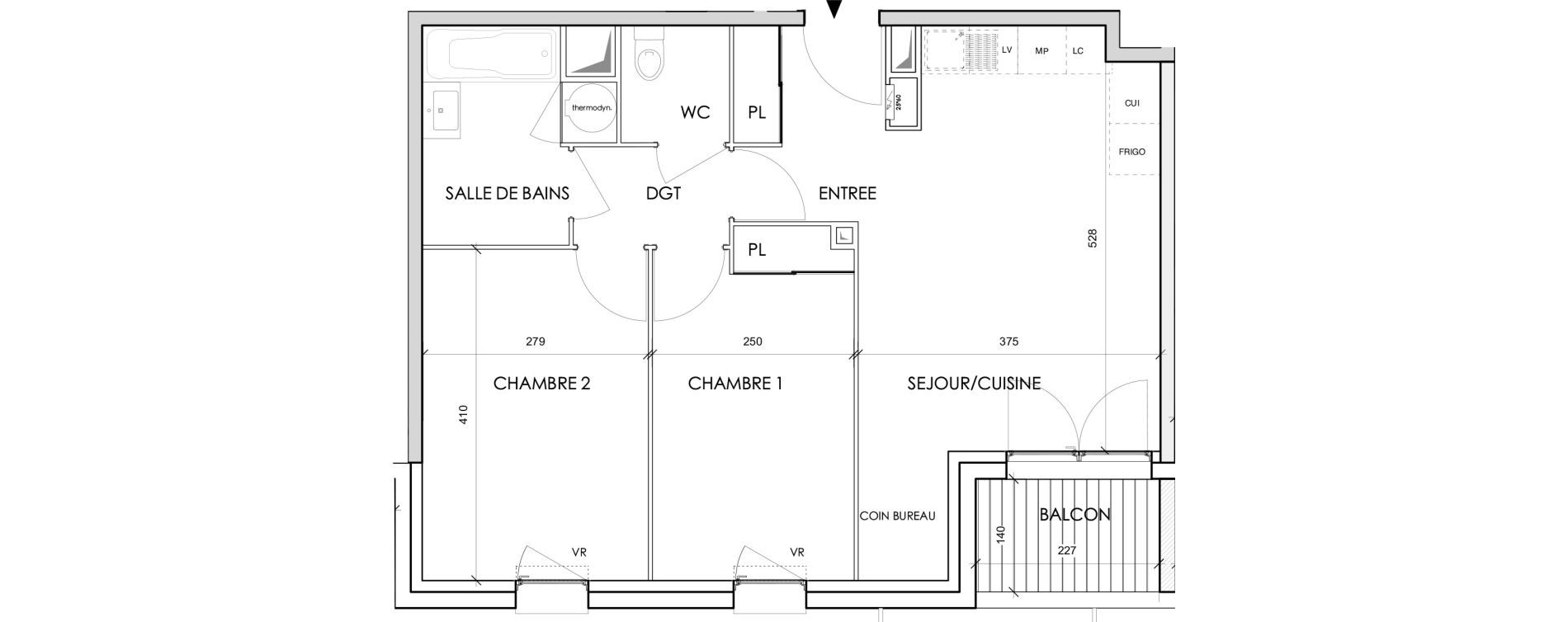 Appartement T3 de 56,01 m2 &agrave; Toulouse Barriere de paris