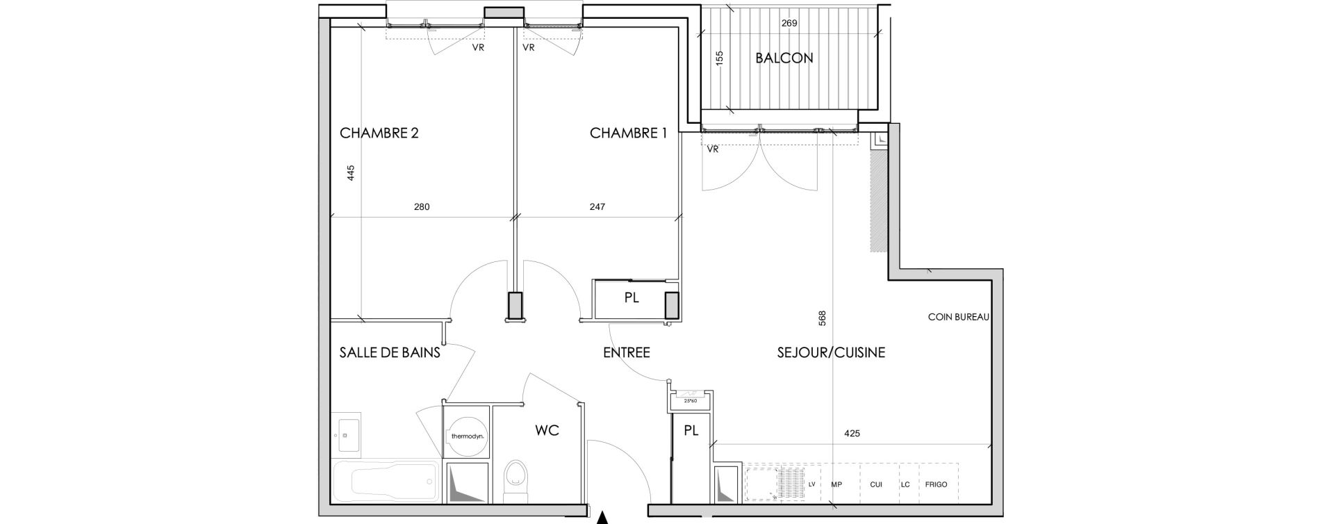 Appartement T3 de 59,76 m2 &agrave; Toulouse Barriere de paris