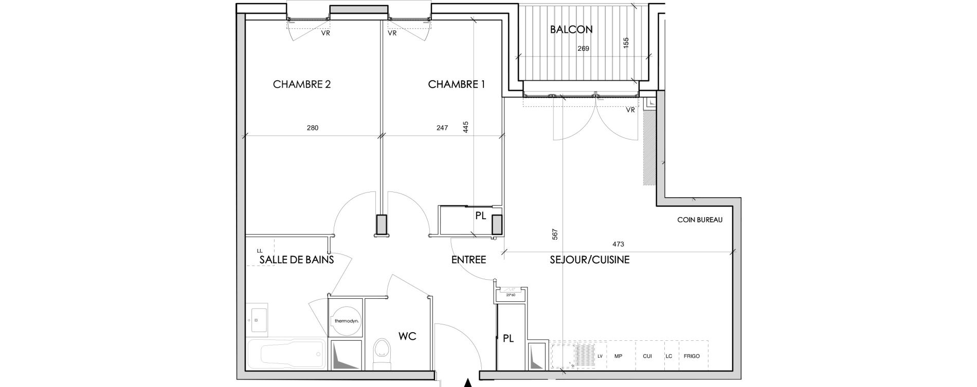 Appartement T3 de 59,76 m2 &agrave; Toulouse Barriere de paris
