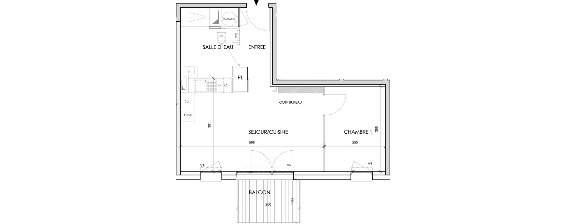 Appartement T2 de 41,43 m2 &agrave; Toulouse Barriere de paris