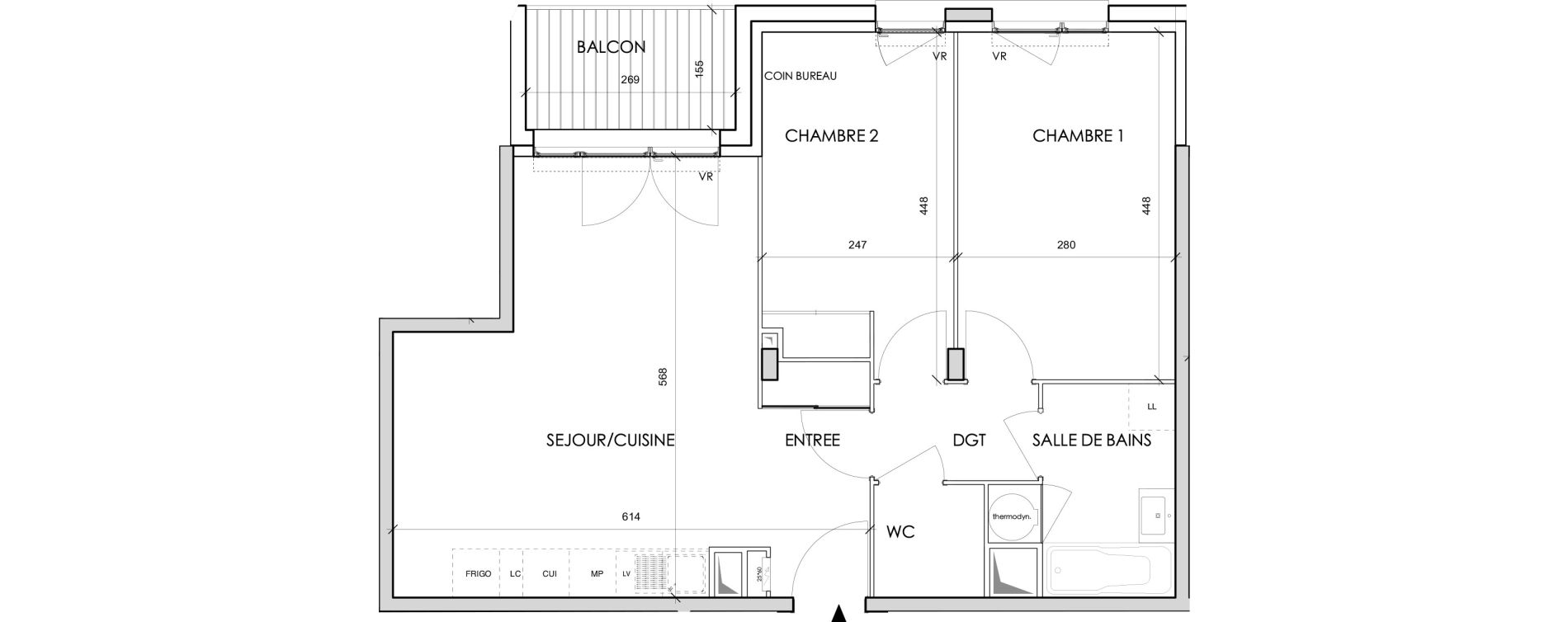 Appartement T3 de 59,74 m2 &agrave; Toulouse Barriere de paris