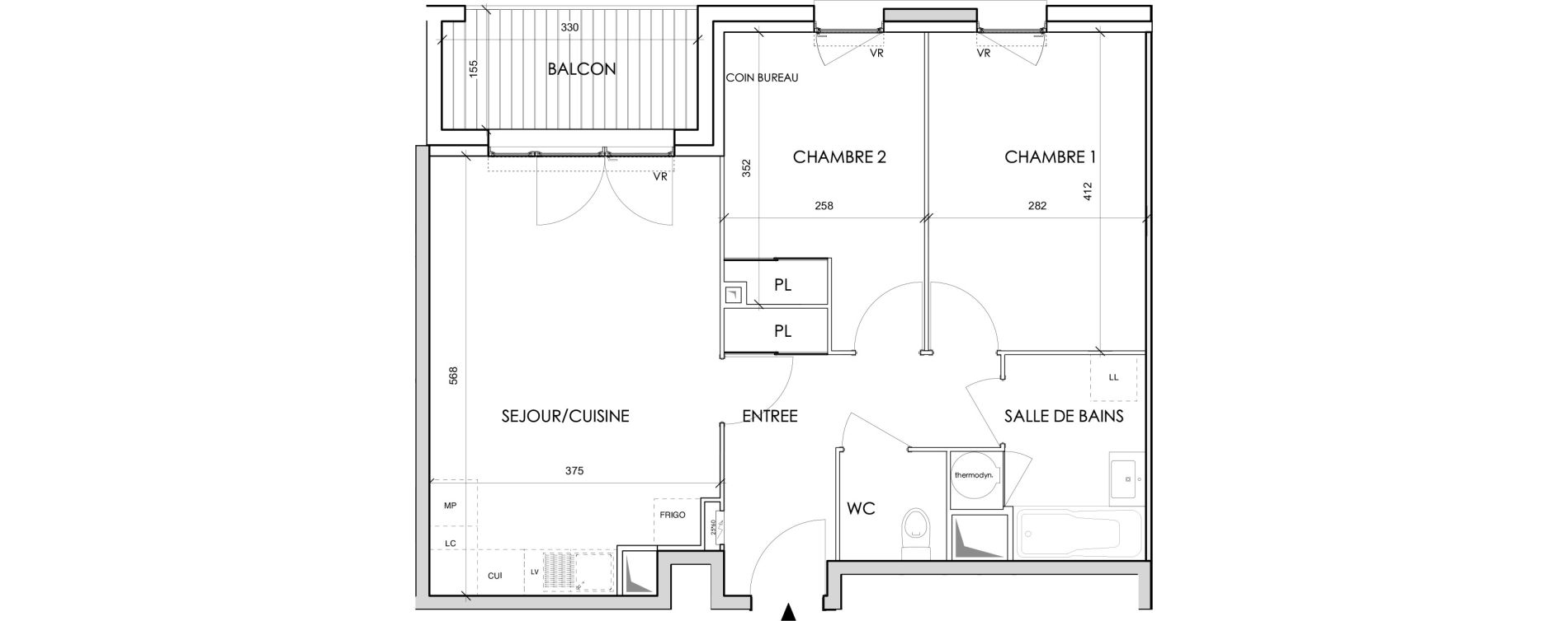 Appartement T3 de 56,46 m2 &agrave; Toulouse Barriere de paris