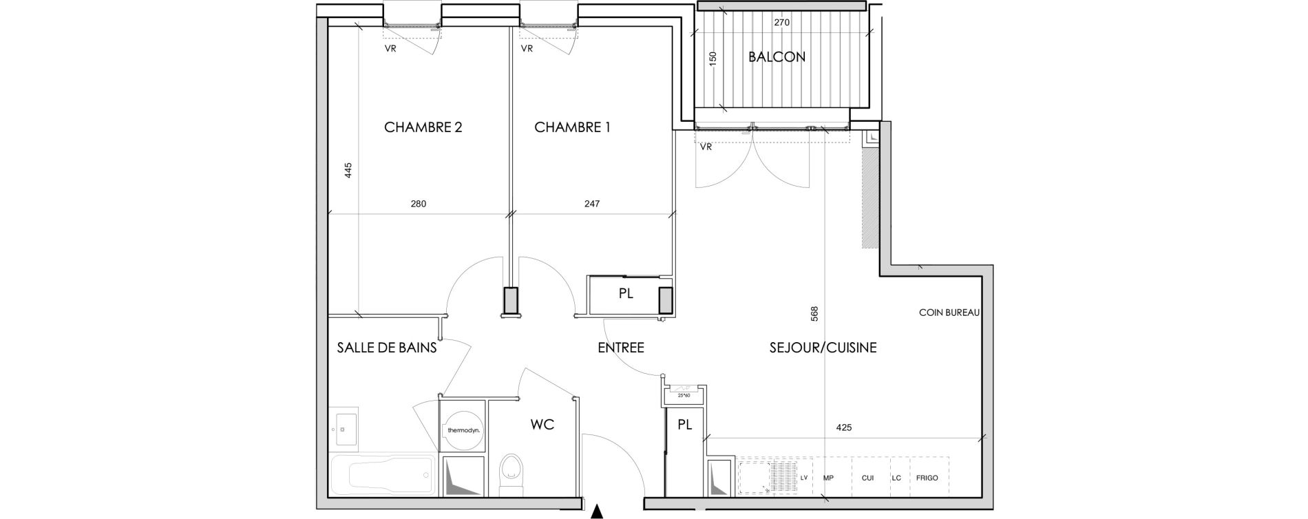 Appartement T3 de 59,76 m2 &agrave; Toulouse Barriere de paris