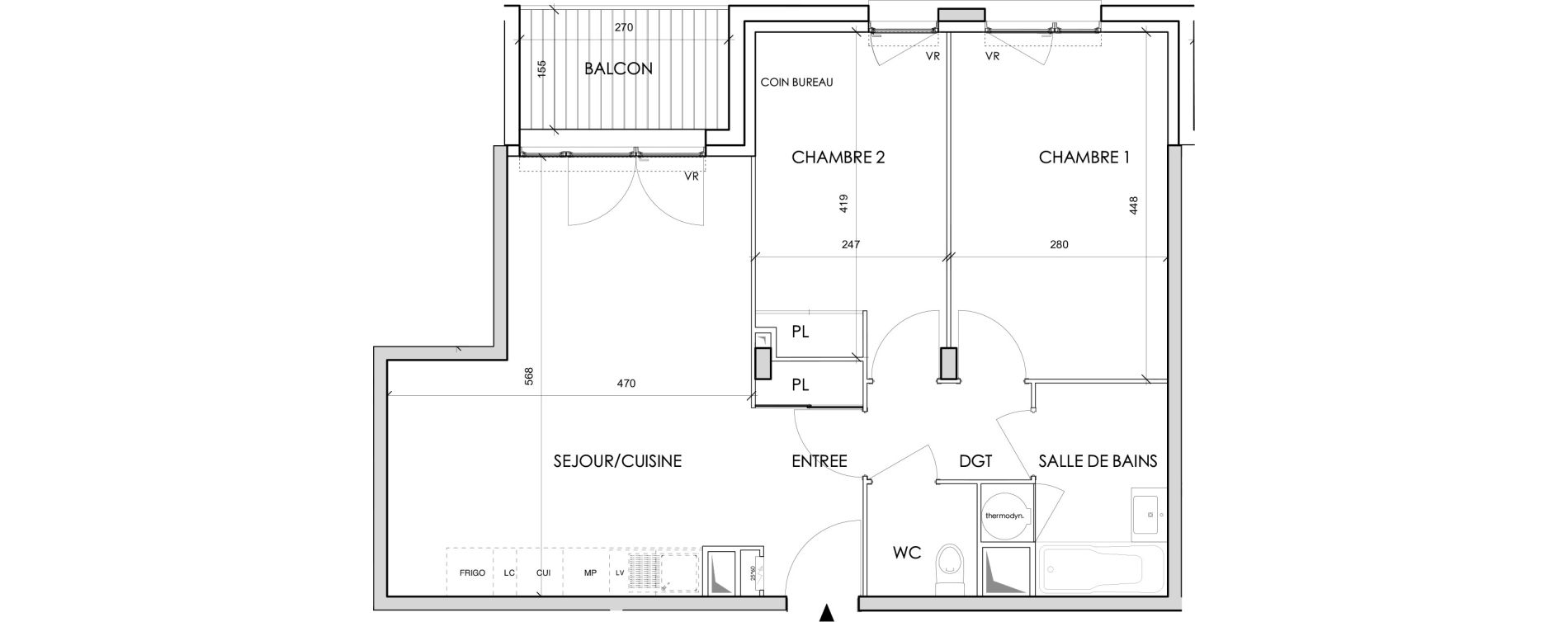 Appartement T3 de 59,17 m2 &agrave; Toulouse Barriere de paris