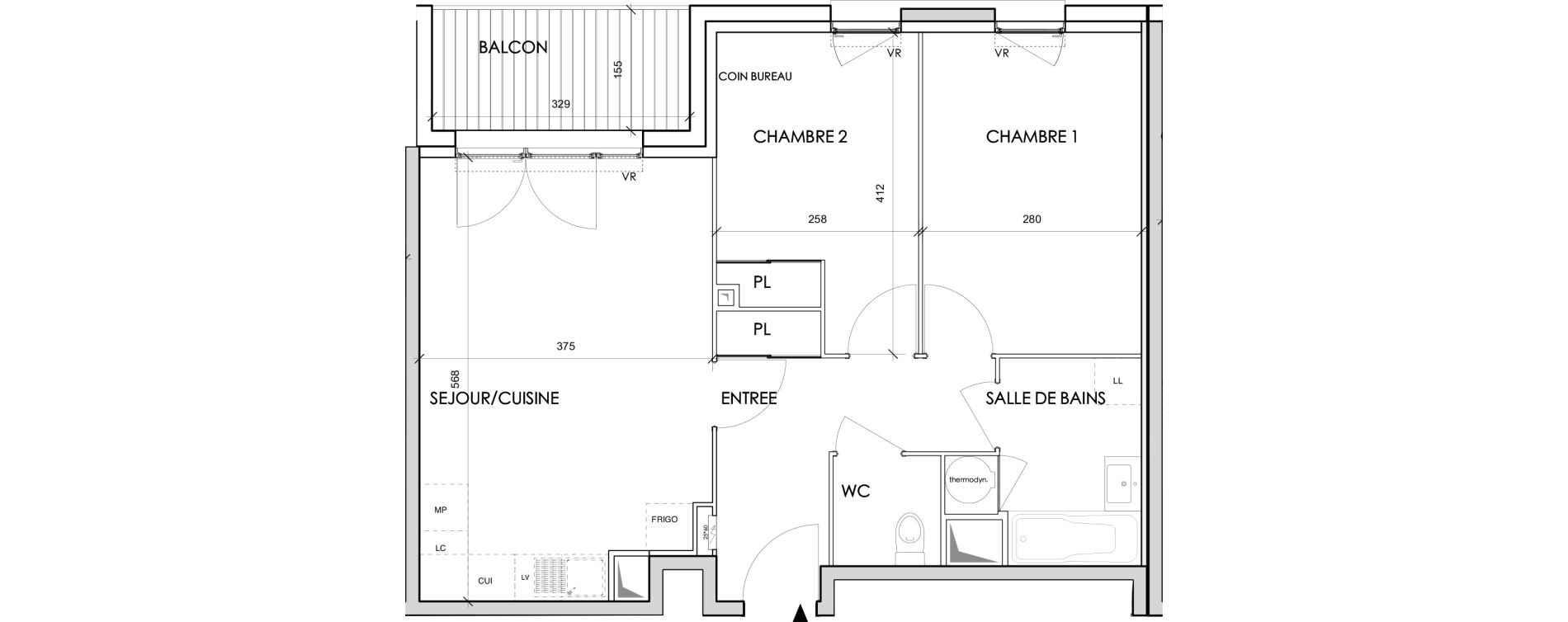 Appartement T3 de 55,89 m2 &agrave; Toulouse Barriere de paris
