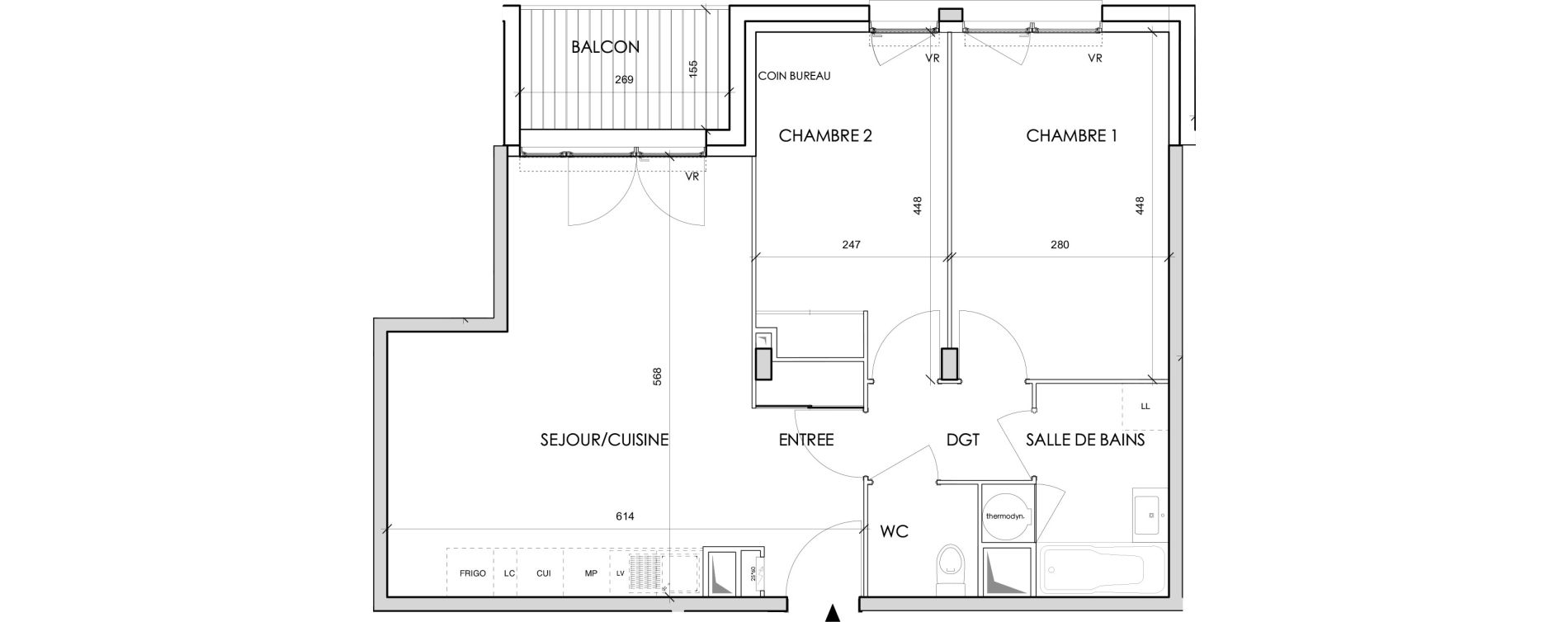 Appartement T3 de 59,74 m2 &agrave; Toulouse Barriere de paris