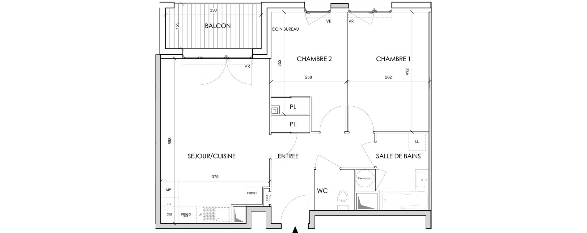 Appartement T3 de 56,46 m2 &agrave; Toulouse Barriere de paris