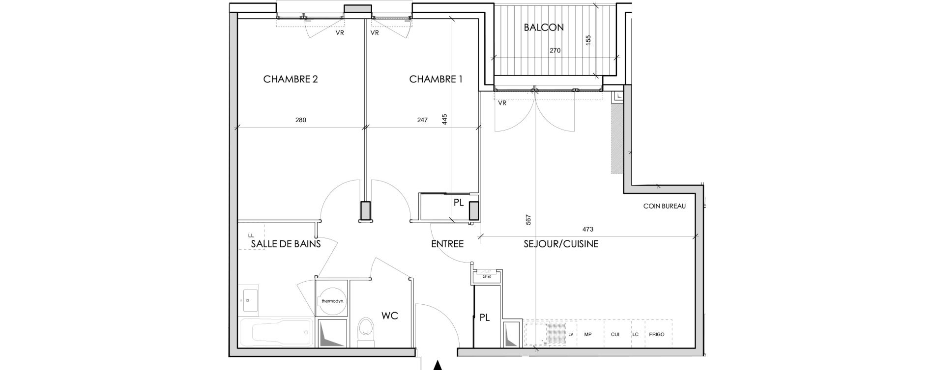 Appartement T3 de 59,76 m2 &agrave; Toulouse Barriere de paris