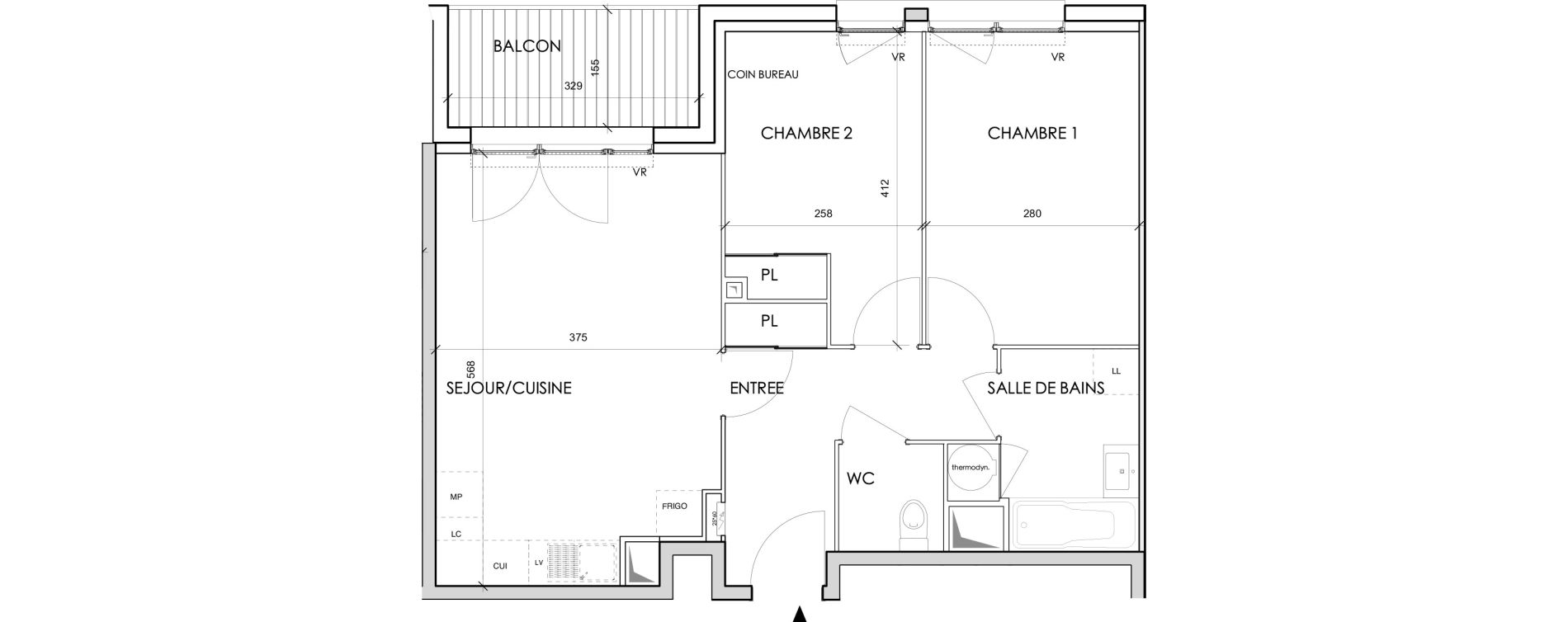 Appartement T3 de 55,89 m2 &agrave; Toulouse Barriere de paris