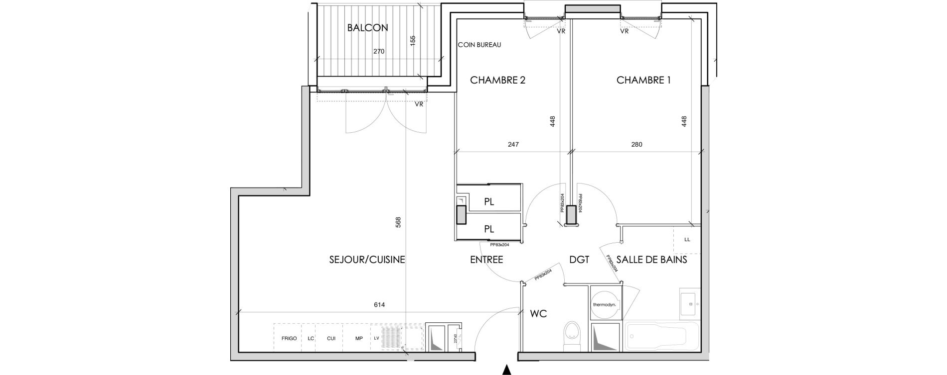 Appartement T3 de 59,74 m2 &agrave; Toulouse Barriere de paris