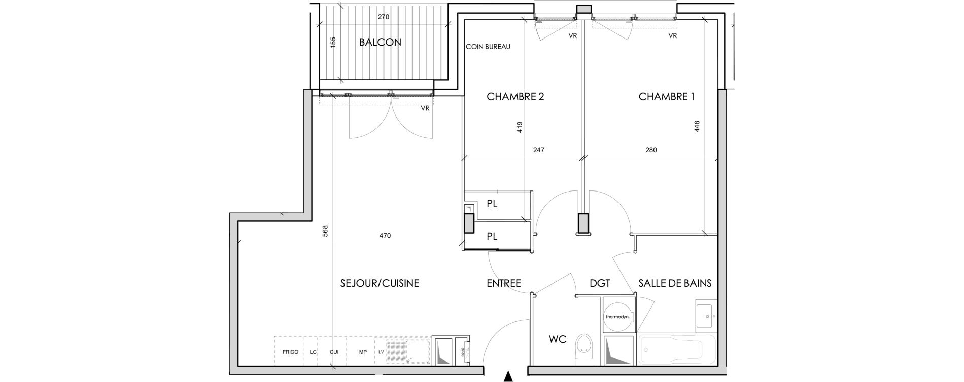 Appartement T3 de 59,17 m2 &agrave; Toulouse Barriere de paris