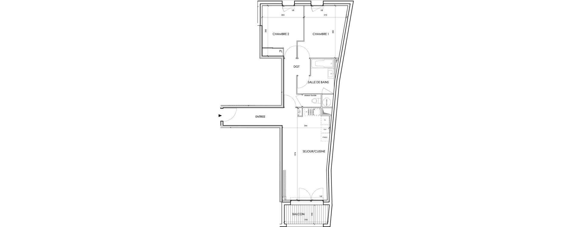 Appartement T3 de 62,31 m2 &agrave; Toulouse Barriere de paris
