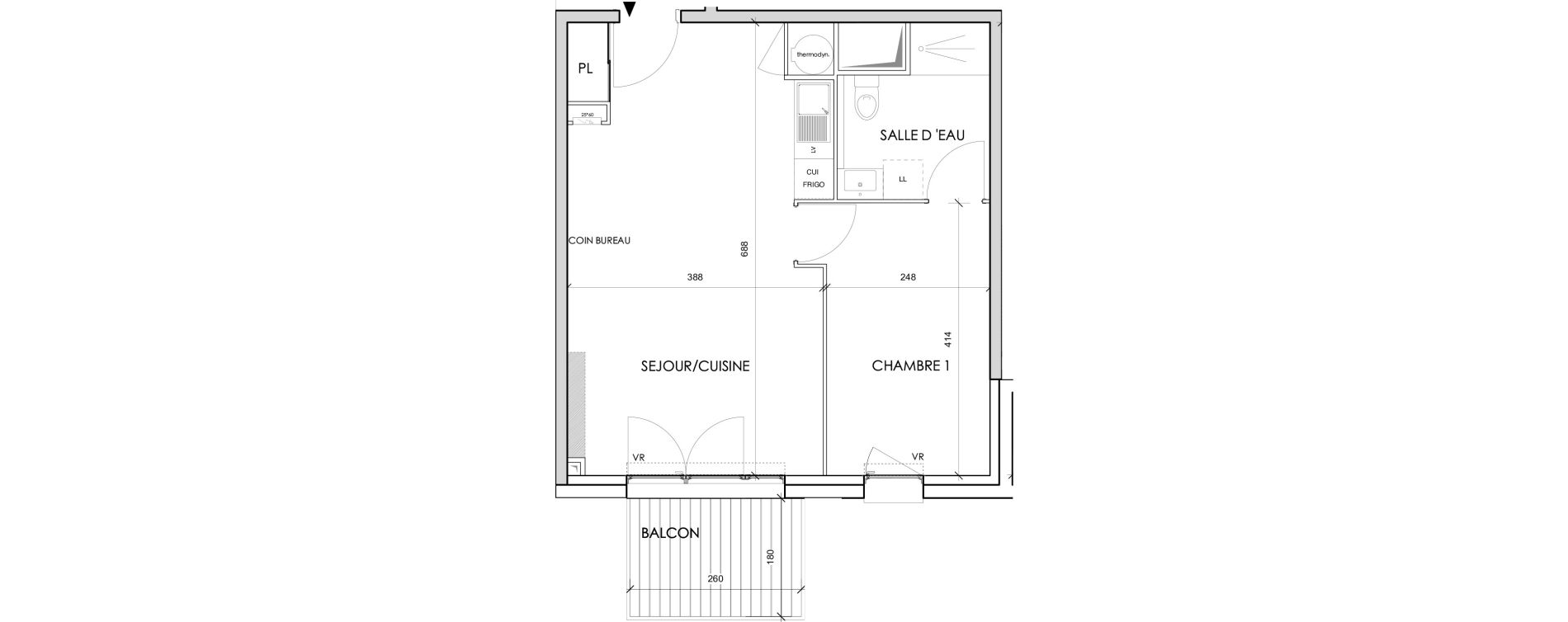 Appartement T2 de 42,33 m2 &agrave; Toulouse Barriere de paris