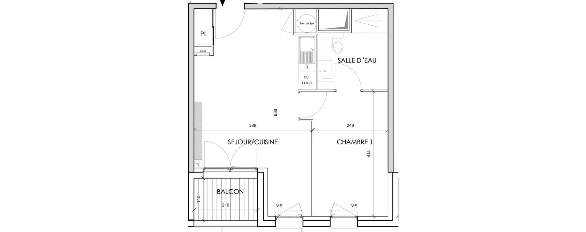 Appartement T2 de 38,36 m2 &agrave; Toulouse Barriere de paris