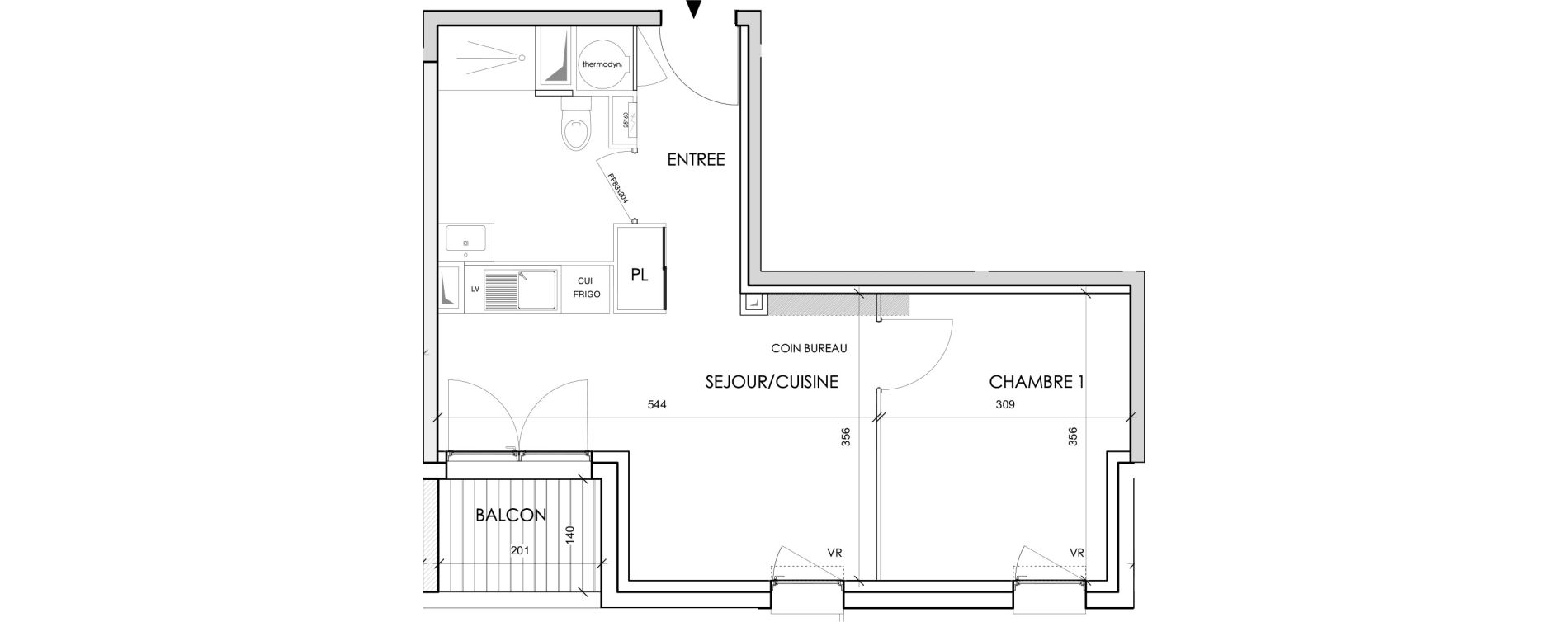 Appartement T2 de 37,18 m2 &agrave; Toulouse Barriere de paris