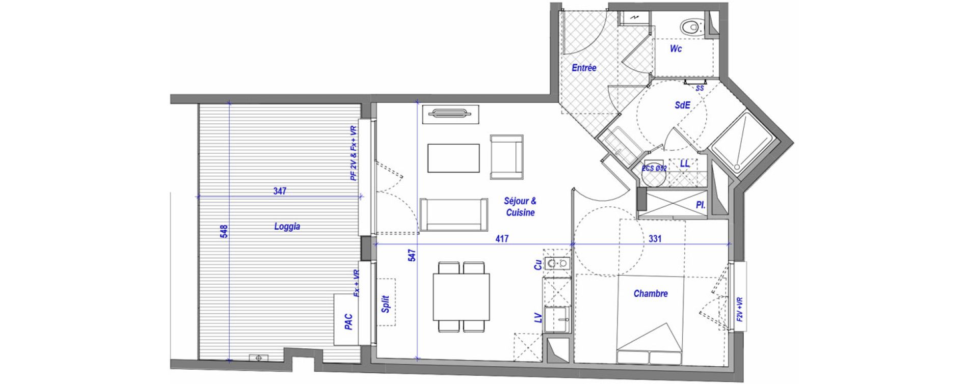Appartement T2 de 48,02 m2 &agrave; Toulouse Roseraie