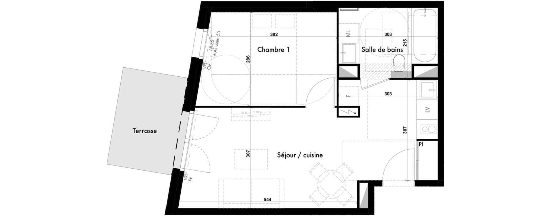 Appartement T2 de 41,18 m2 &agrave; Toulouse Ormeau