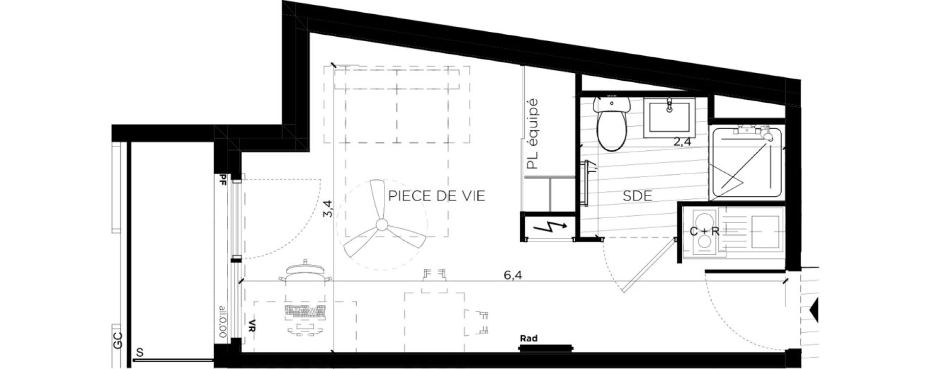 Appartement T1 de 19,52 m2 &agrave; Toulouse Amidonniers