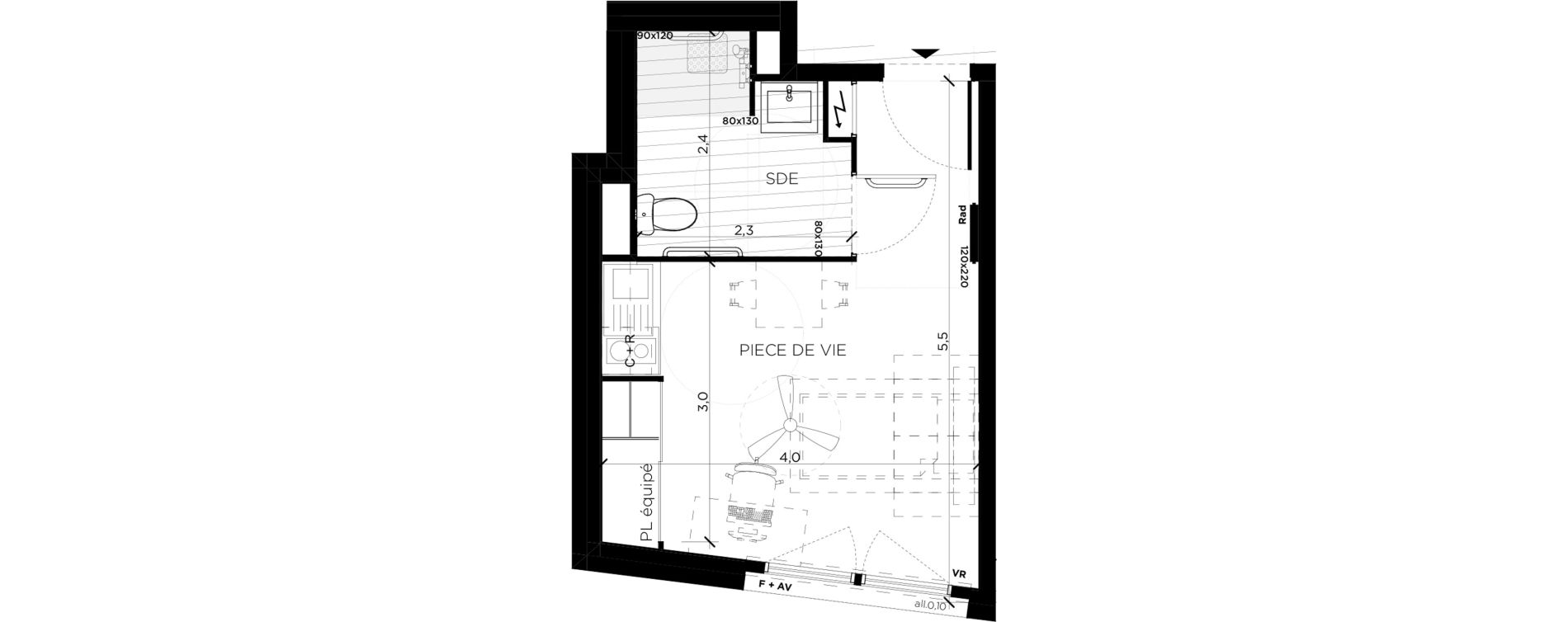 Appartement T1 de 20,06 m2 &agrave; Toulouse Amidonniers
