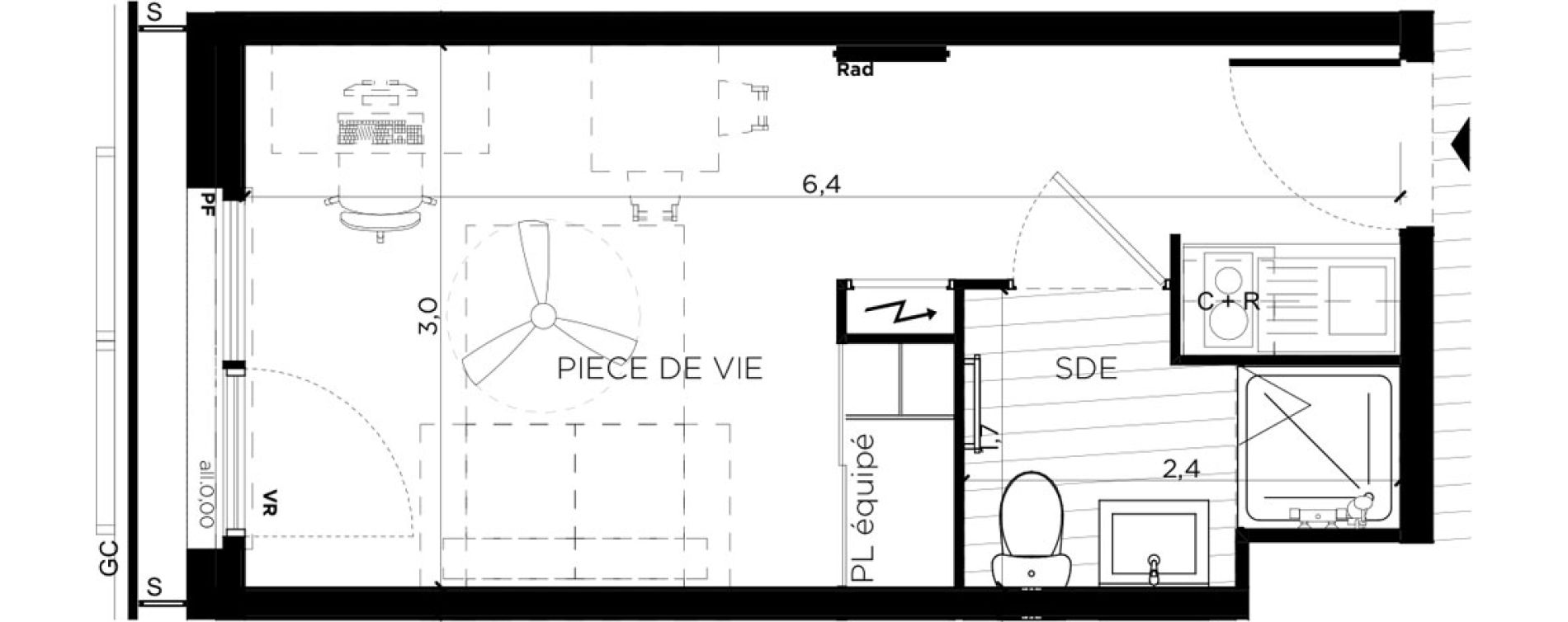 Appartement T1 de 18,41 m2 &agrave; Toulouse Amidonniers