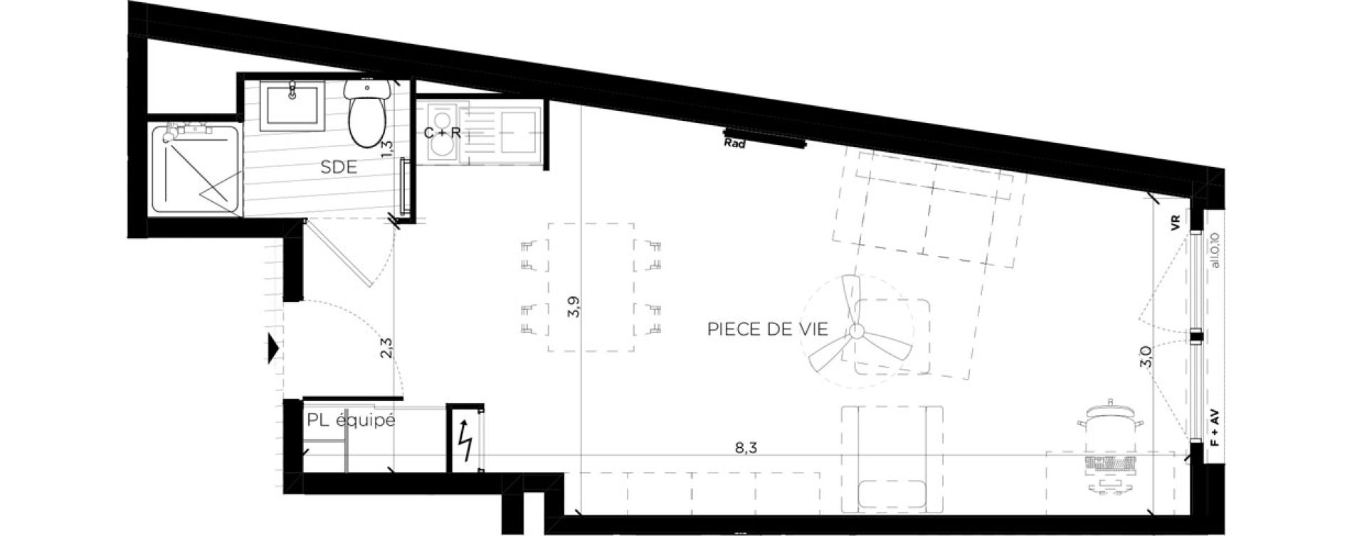 Appartement T1 de 30,13 m2 &agrave; Toulouse Amidonniers