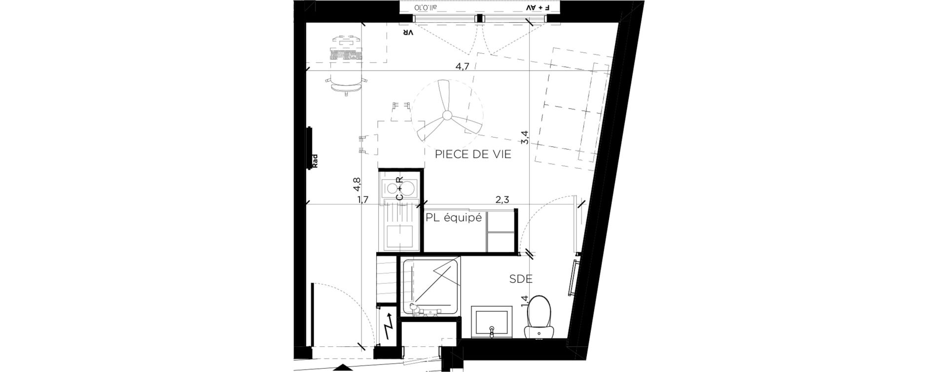 Appartement T1 de 19,40 m2 &agrave; Toulouse Amidonniers