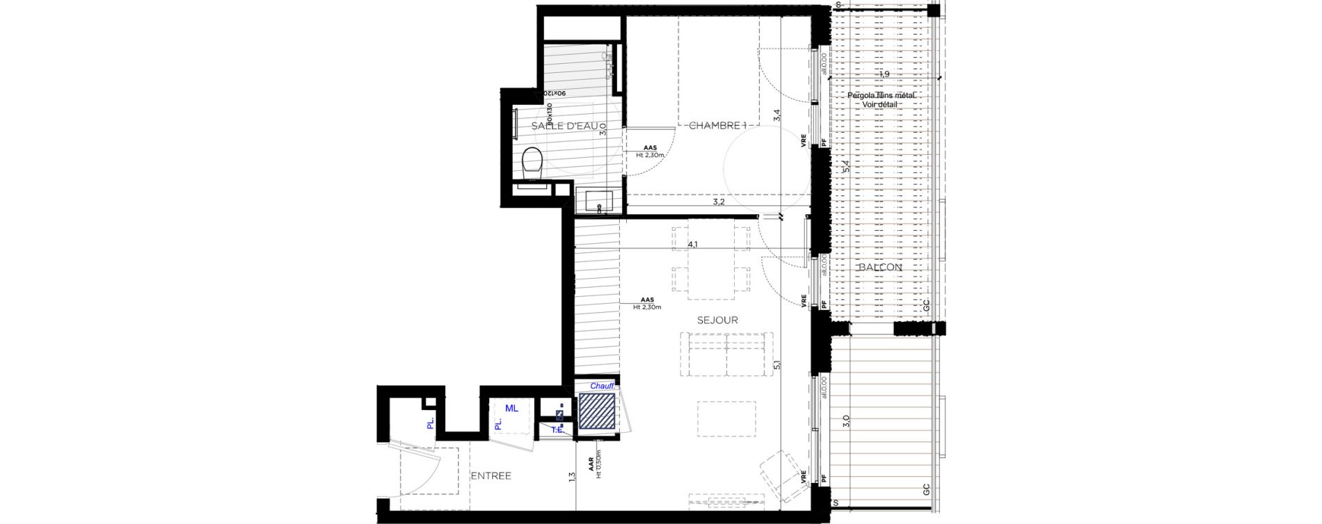 Appartement T2 de 41,25 m2 &agrave; Toulouse Amidonniers