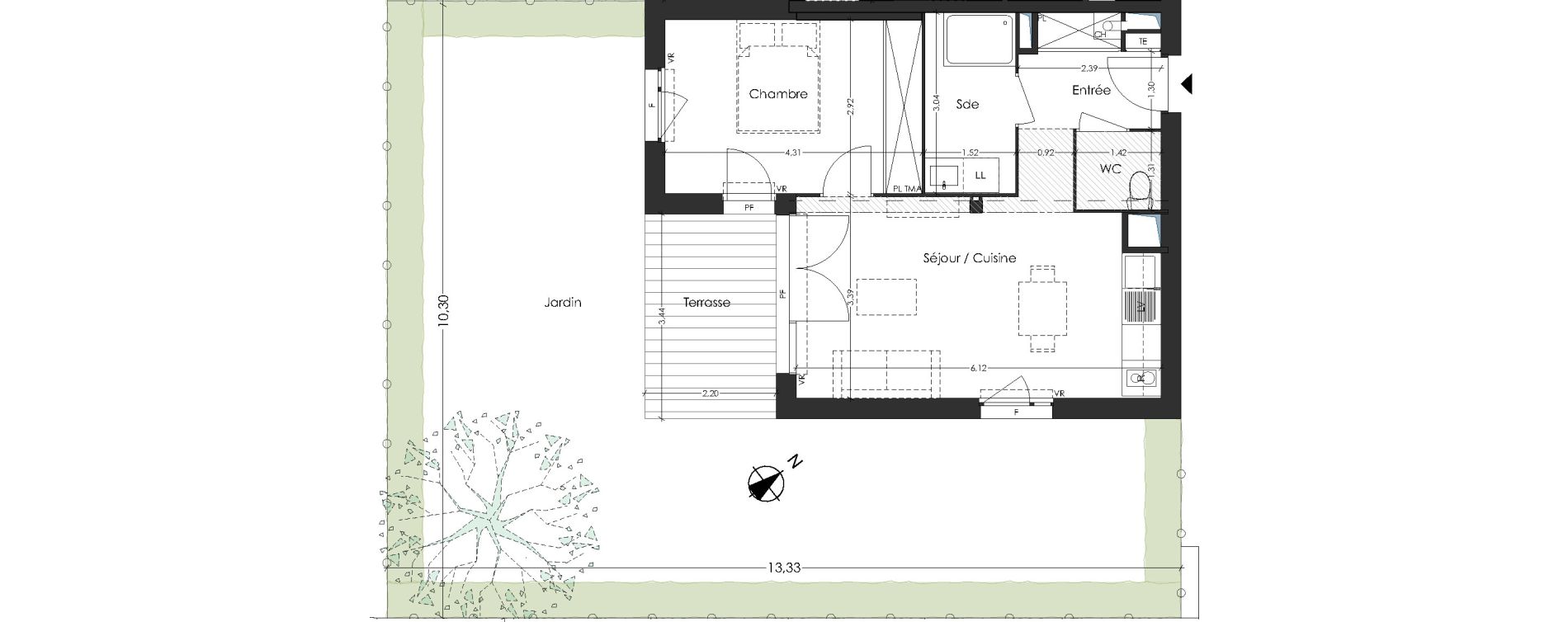 Appartement T2 de 43,98 m2 &agrave; Toulouse Saint-simon
