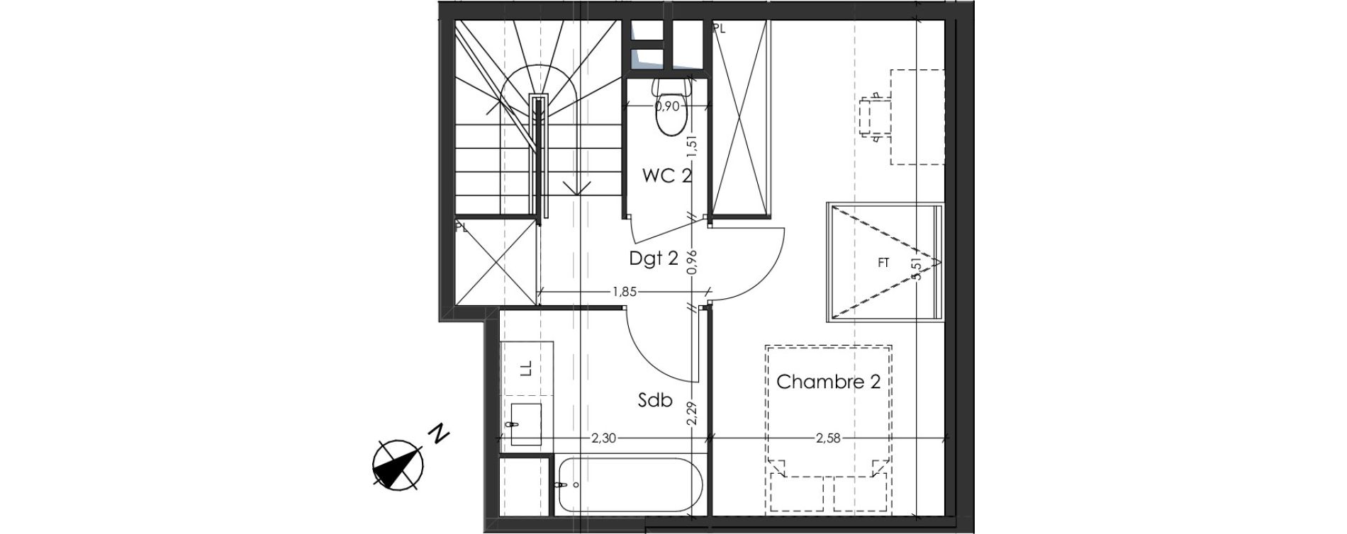 Appartement T3 de 63,33 m2 &agrave; Toulouse Saint-simon