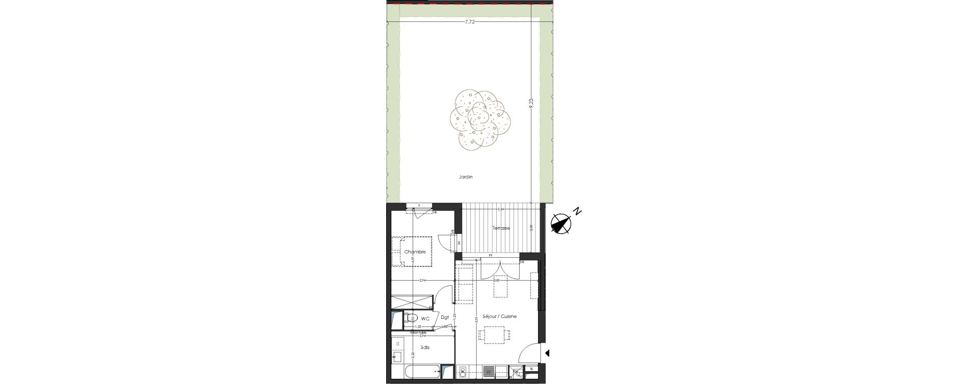 Appartement T2 de 42,26 m2 &agrave; Toulouse Saint-simon