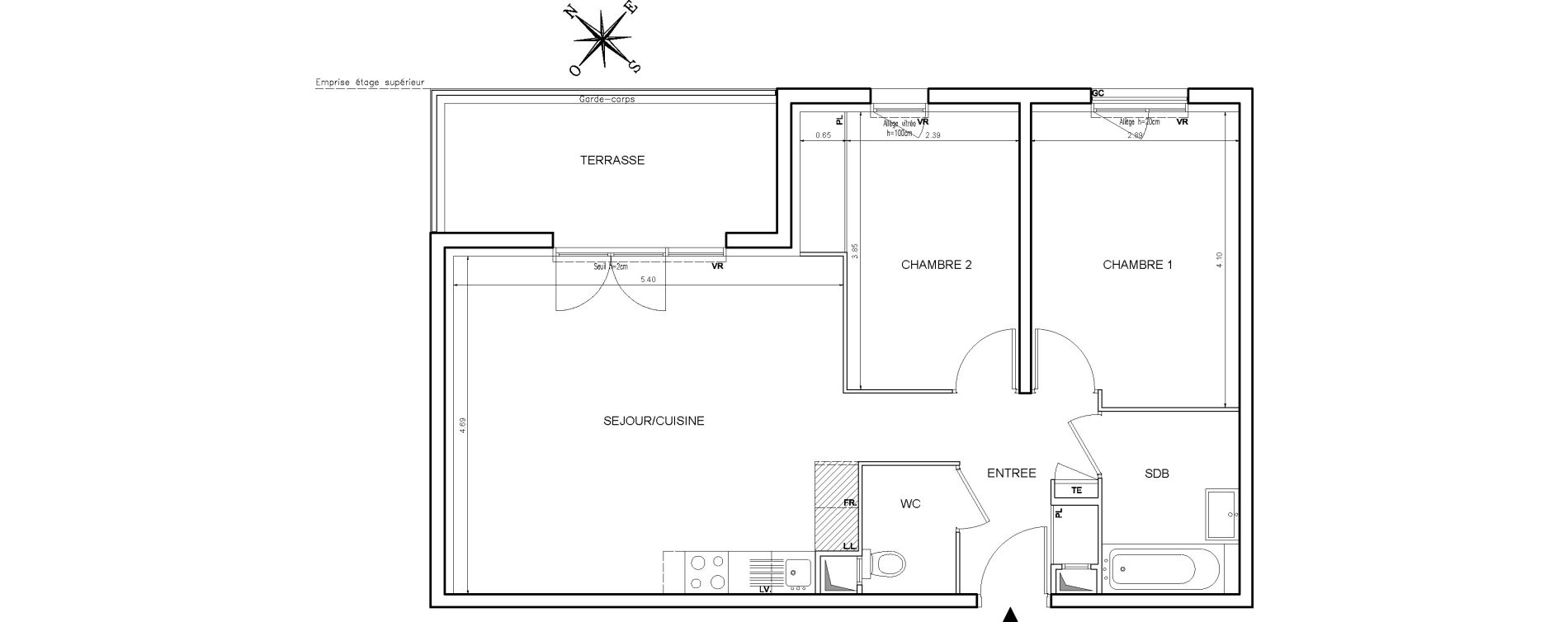 Appartement T3 de 60,98 m2 &agrave; Toulouse Aerospace
