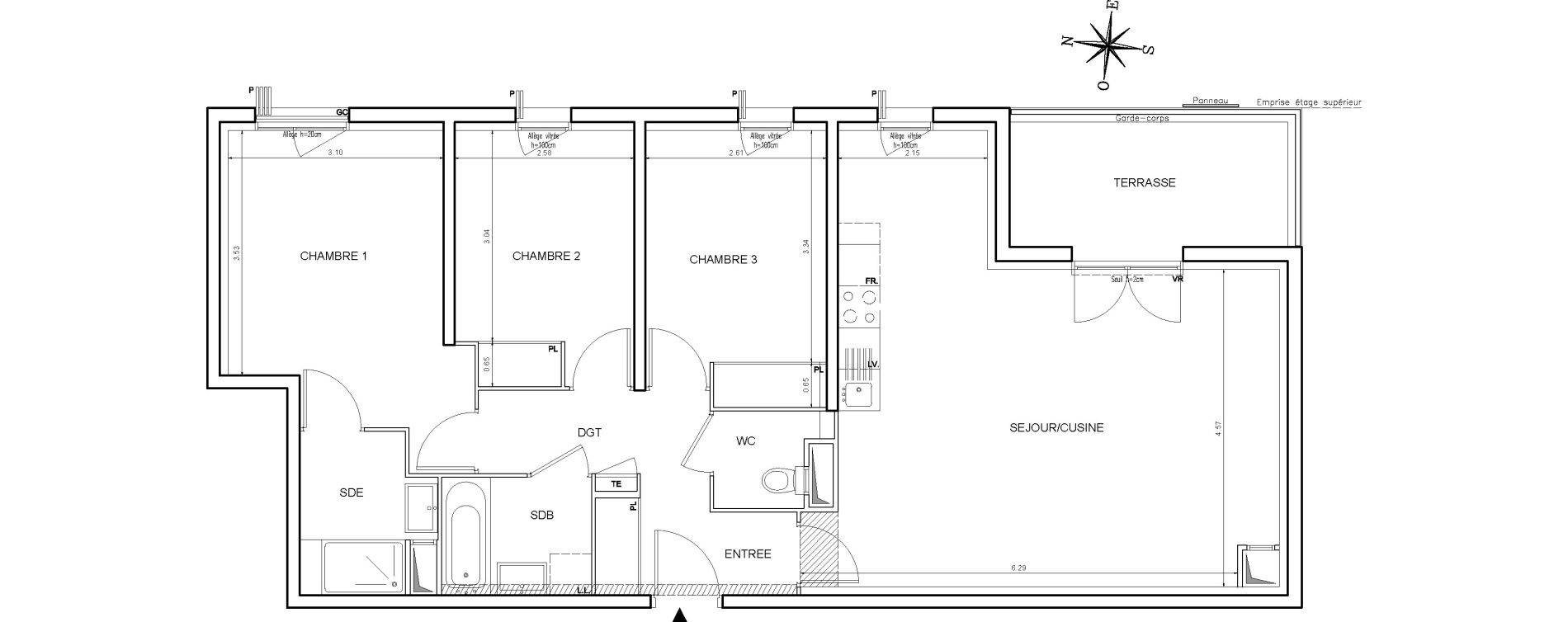 Appartement T4 de 84,41 m2 &agrave; Toulouse Aerospace