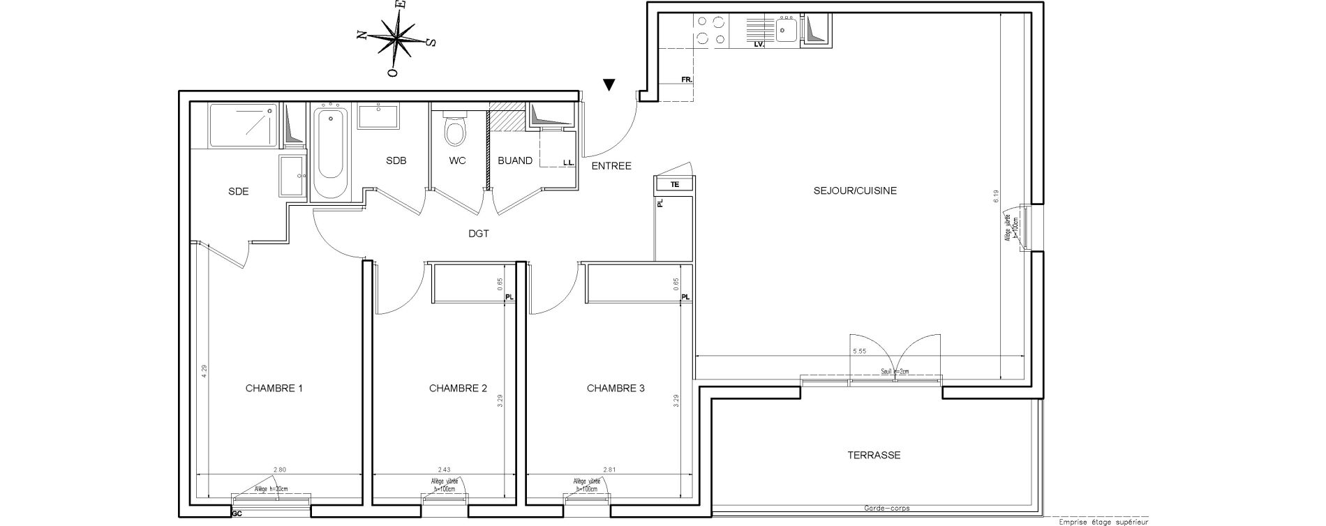 Appartement T4 de 87,85 m2 &agrave; Toulouse Aerospace