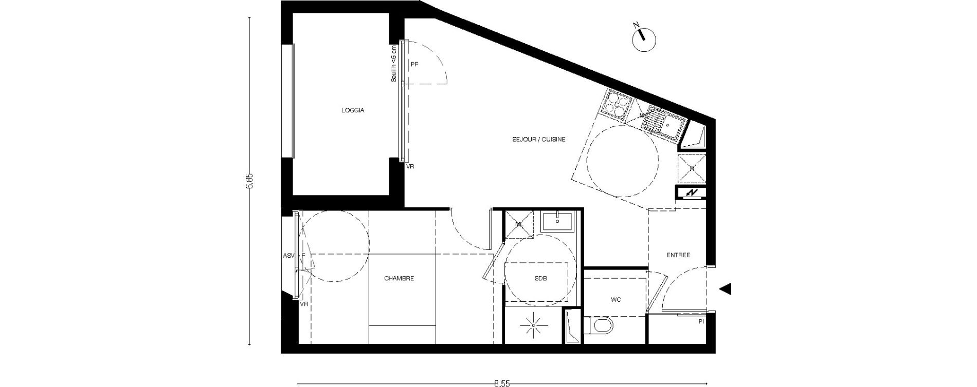 Appartement T2 de 41,70 m2 &agrave; Toulouse Empalot