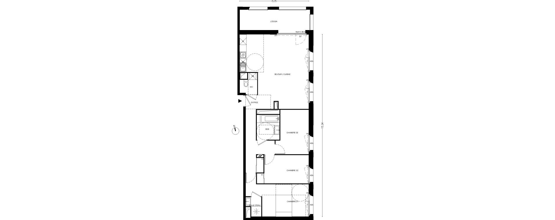Appartement T4 de 86,40 m2 &agrave; Toulouse Empalot