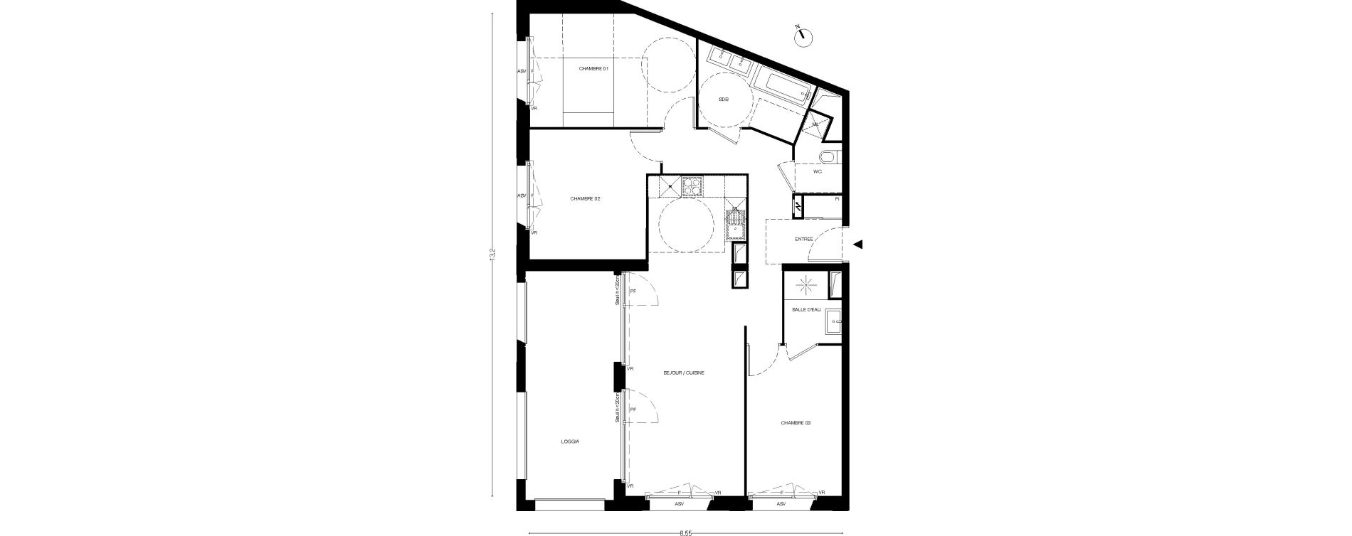 Appartement T4 de 85,30 m2 &agrave; Toulouse Empalot
