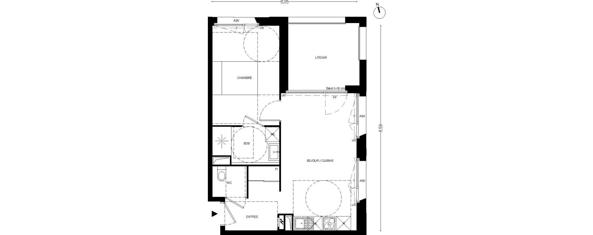Appartement T2 de 40,50 m2 &agrave; Toulouse Empalot