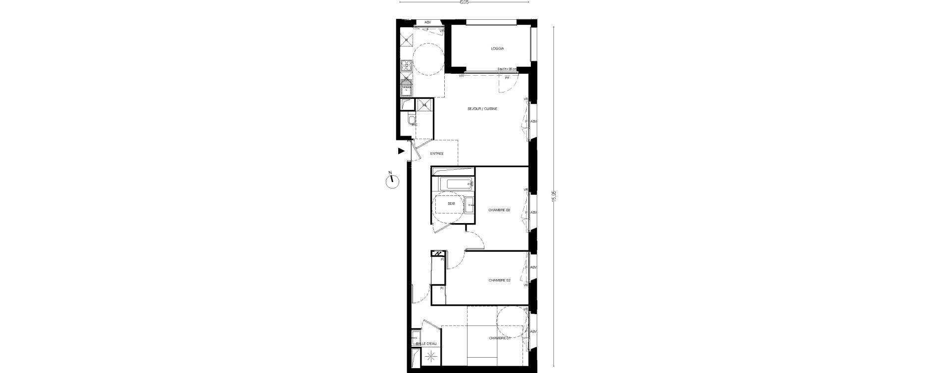 Appartement T4 de 78,10 m2 &agrave; Toulouse Empalot