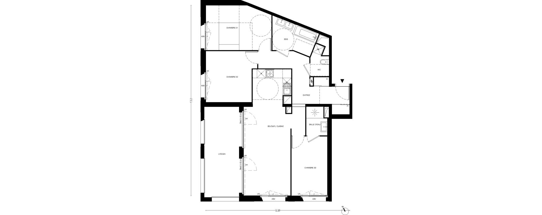 Appartement T4 de 87,20 m2 &agrave; Toulouse Empalot