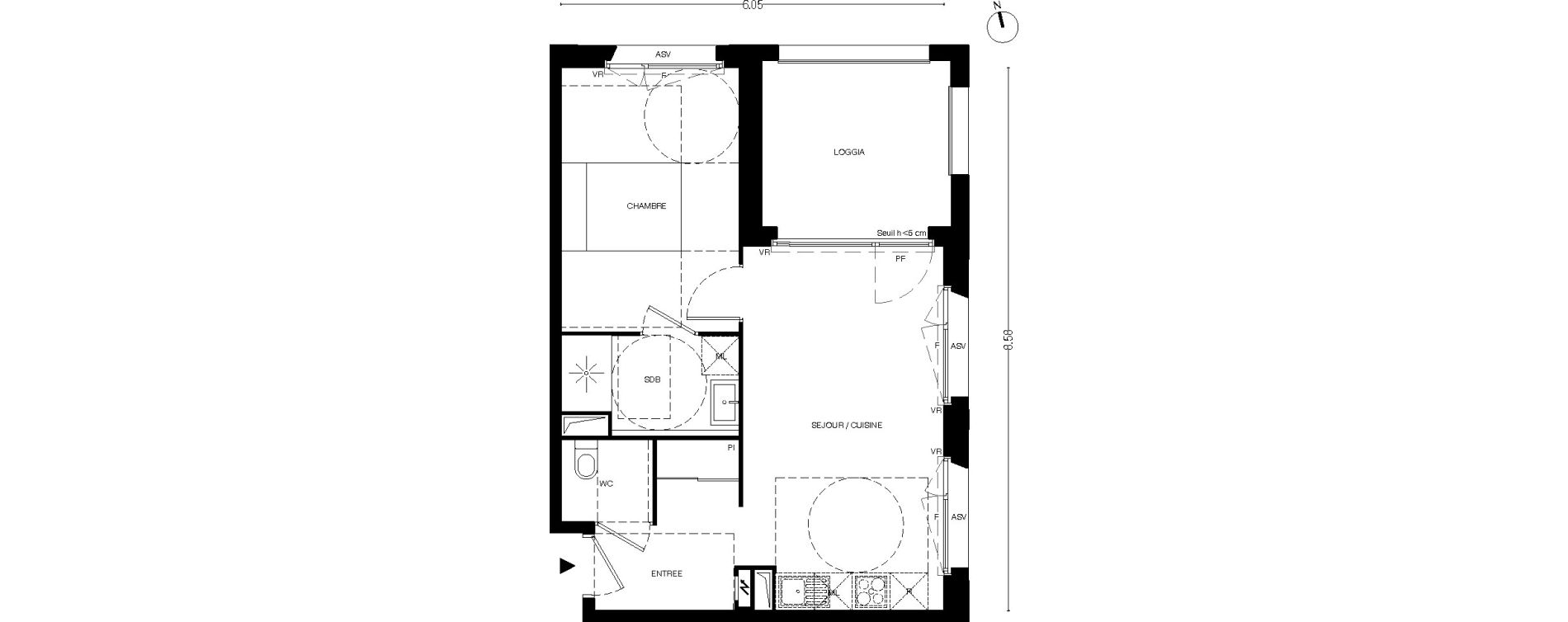 Appartement T2 de 40,50 m2 &agrave; Toulouse Empalot