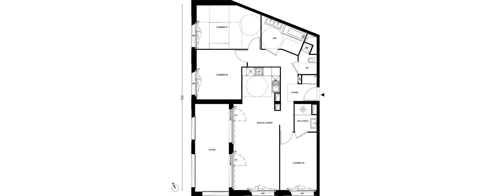 Appartement T4 de 85,20 m2 &agrave; Toulouse Empalot