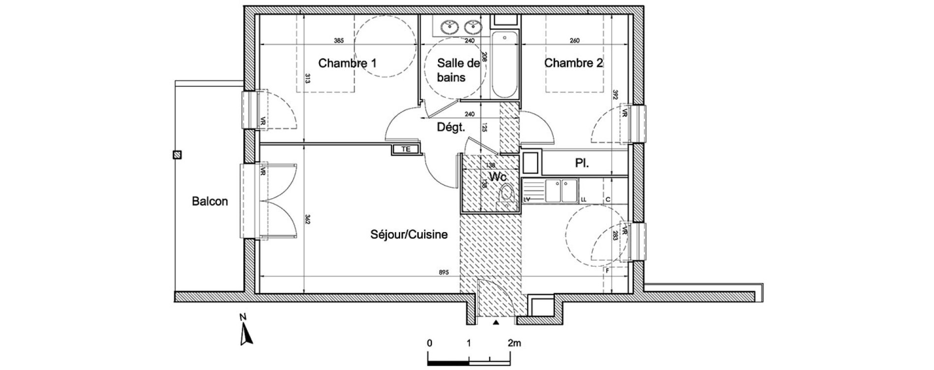 Appartement T3 de 59,63 m2 &agrave; Toulouse Toulouse nord