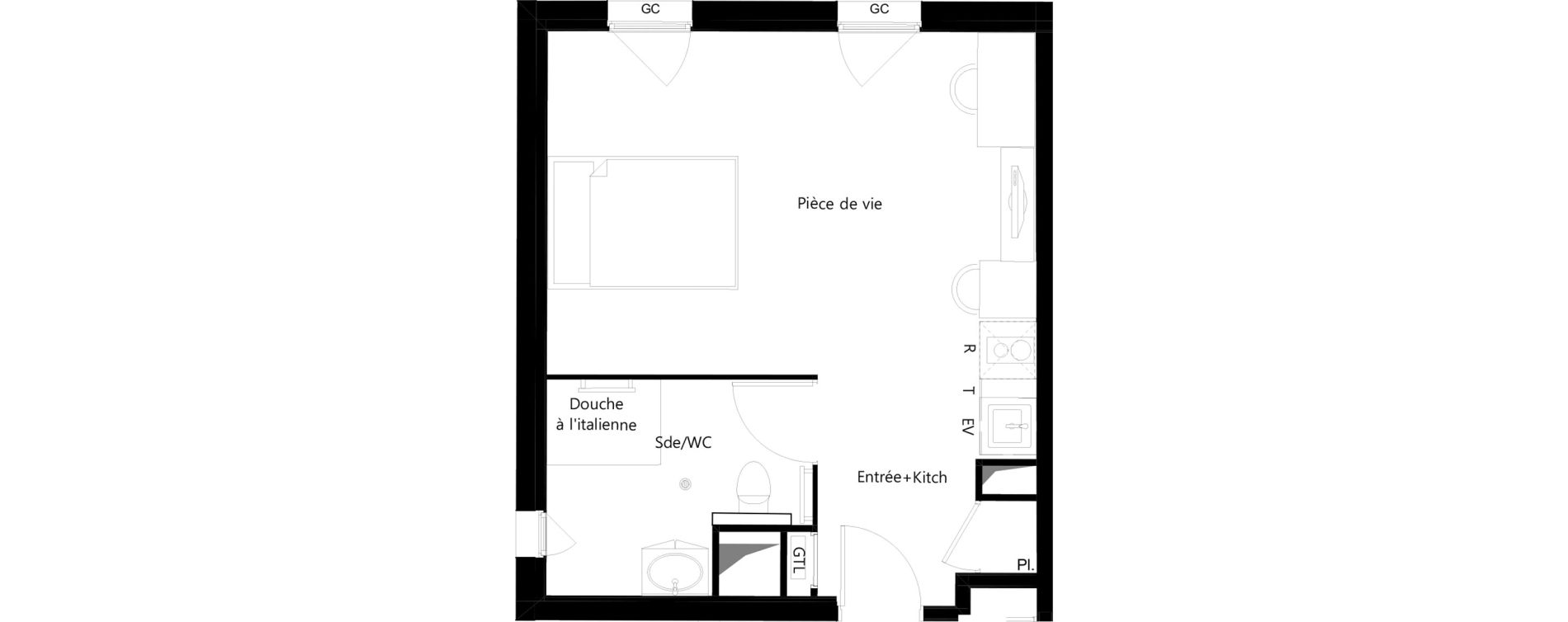 Appartement T1 meubl&eacute; de 29,11 m2 &agrave; Toulouse Ormeau