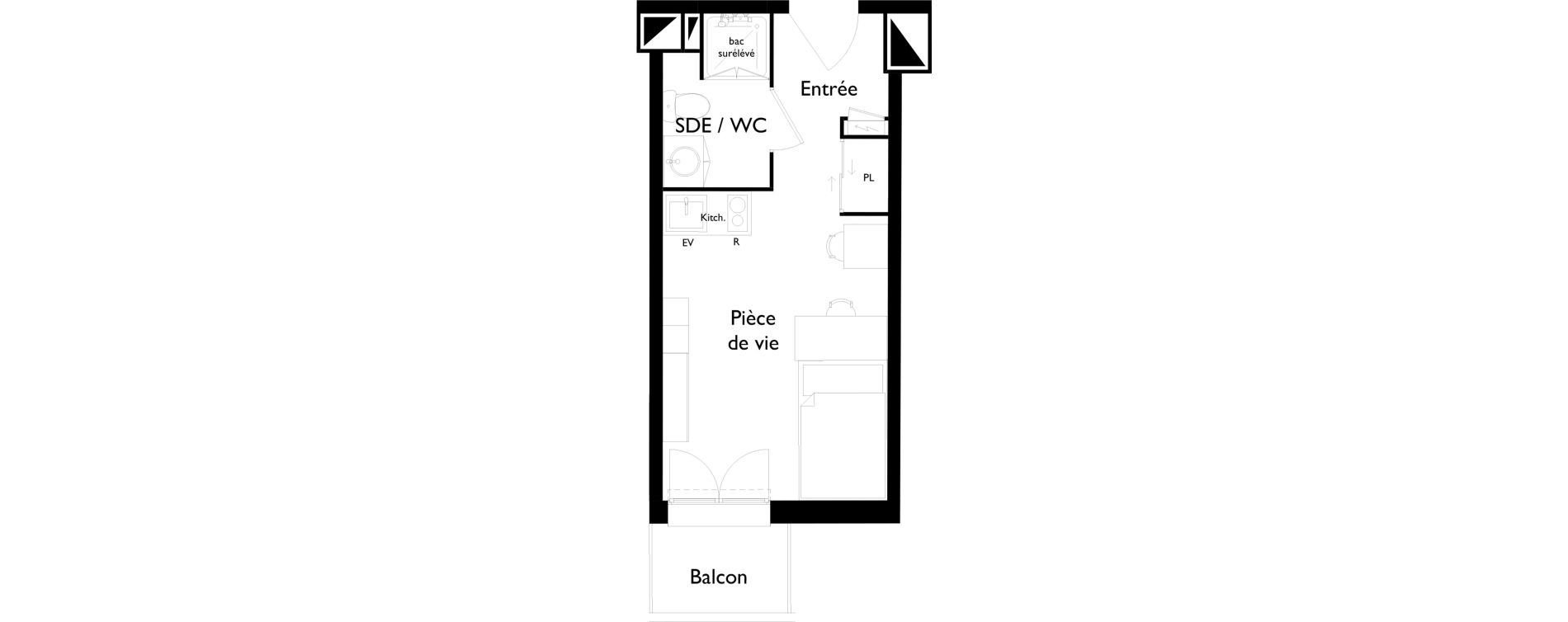 Appartement T1 meubl&eacute; de 19,36 m2 &agrave; Toulouse Saint-cyprien