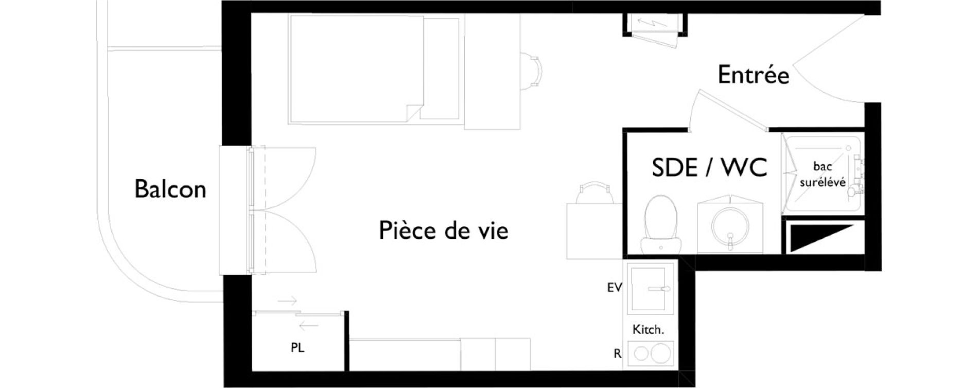Appartement T1 meubl&eacute; de 22,07 m2 &agrave; Toulouse Saint-cyprien