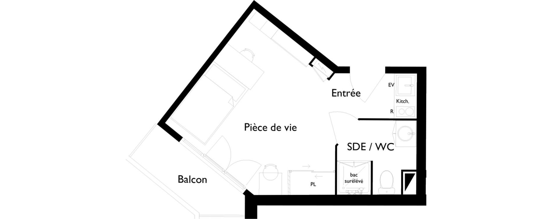 Appartement T1 meubl&eacute; de 22,01 m2 &agrave; Toulouse Saint-cyprien