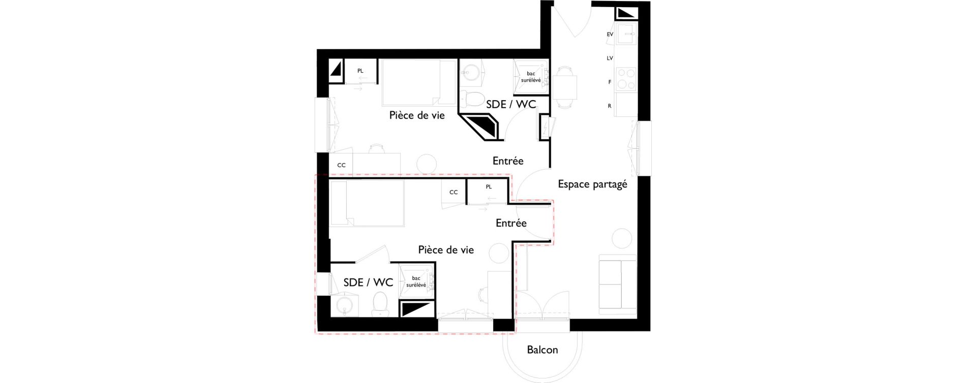 Appartement T1 bis meubl&eacute; de 18,71 m2 &agrave; Toulouse Saint-cyprien