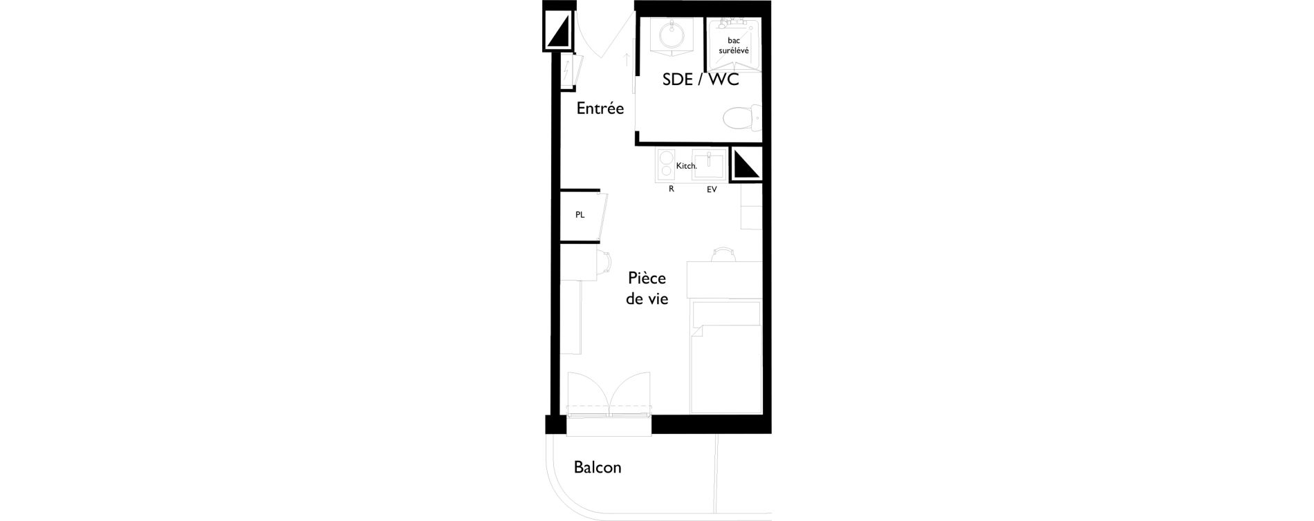 Appartement T1 meubl&eacute; de 20,57 m2 &agrave; Toulouse Saint-cyprien