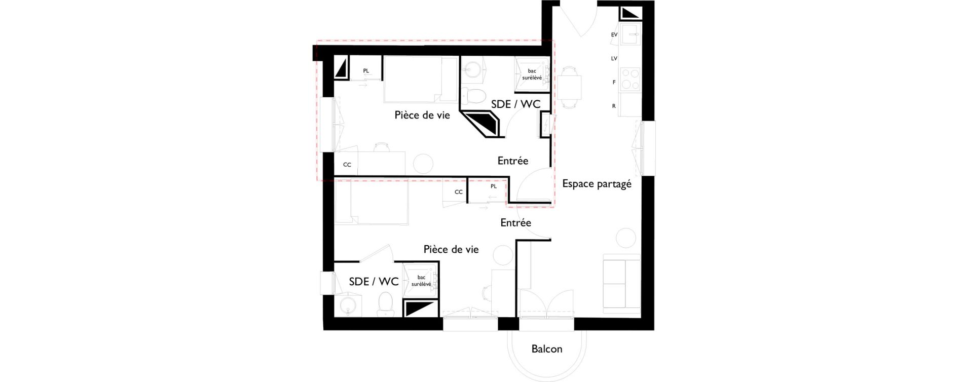 Appartement T1 bis meubl&eacute; de 19,34 m2 &agrave; Toulouse Saint-cyprien