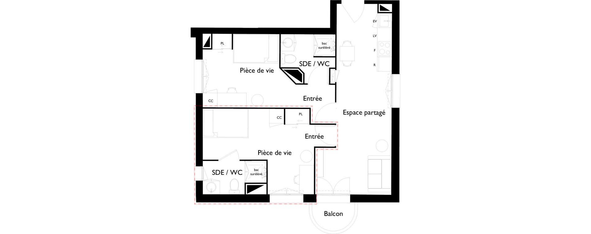 Appartement T1 bis meubl&eacute; de 19,34 m2 &agrave; Toulouse Saint-cyprien